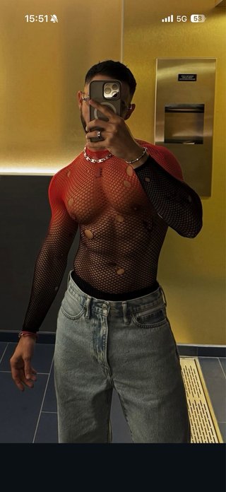 Top Fishnet Manga Larga Rojo