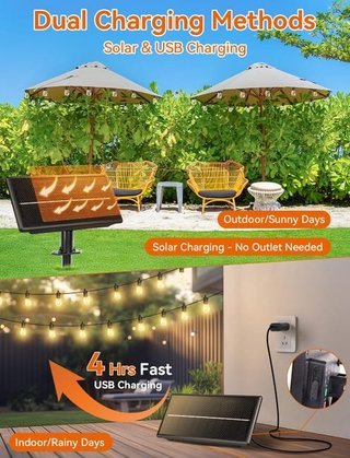 2 Catene Luminose Solari 10m 10 LED