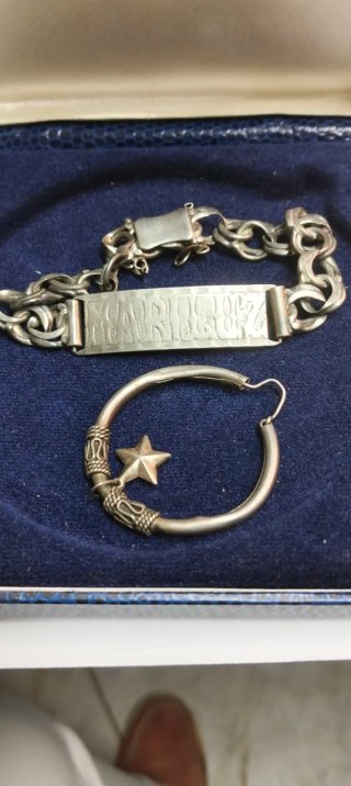 Pulsera de plata con estrella y pendiente