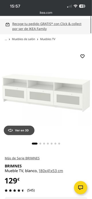 Mueble TV Brimnes Ikea Blanco y Gris