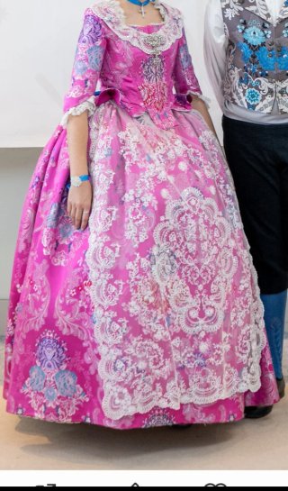 Traje de Fallera rosa y blanco para niña 11 años