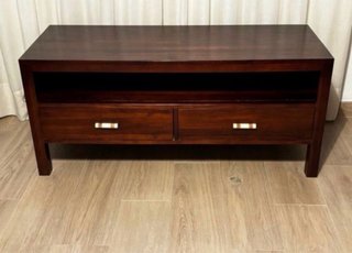 Mesa TV Madera Oscura 2 Cajones