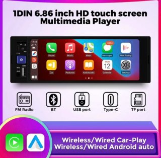 Radio Coche 1 DIN Pantalla 6.86 Carplay/Android