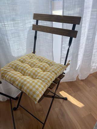 Mesa y 2 Sillas Plegables Jardín con 2 cojines