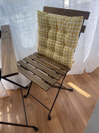 Mesa y 2 Sillas Plegables Jardín con 2 cojines