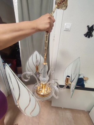 Lámpara de techo de cristal y oro