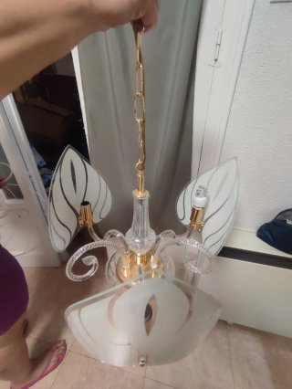 Lámpara de techo de cristal y oro