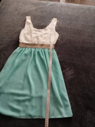 Vestido blanco y turquesa talla S