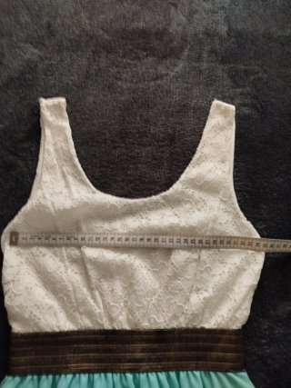 Vestido blanco y turquesa talla S