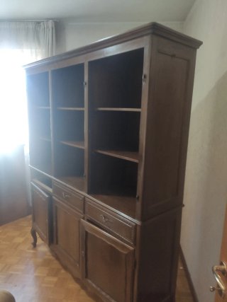 Mobile libreria in legno e vetro