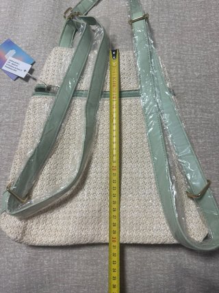 Bolso de paja y piel verde