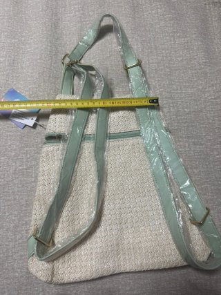 Bolso de paja y piel verde