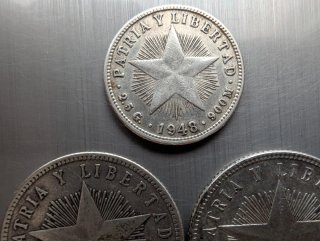 Lote 3 Monedas Plata Cuba 1920-1949