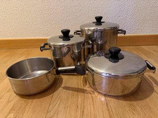 Pack 3 cazuelas y 1 cazo inox BRA 18/10