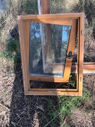 Lote de ventanas de madera con doble cristal