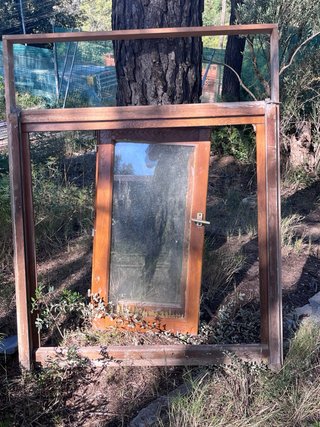 Lote de ventanas de madera con doble cristal