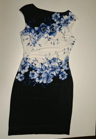 Vestido Ralph Lauren Talla 42 Floral Azul Blanco