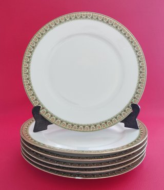 6 Platos Limoges 25cm Filo Dorado Vegetal