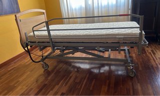 Cama articulada con colchón y barandillas