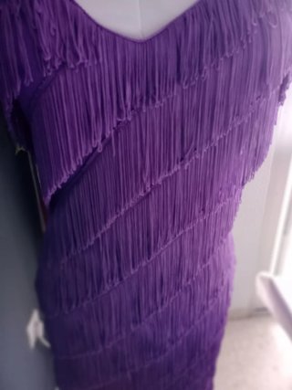 Vestido morado flecos fiesta Talla L