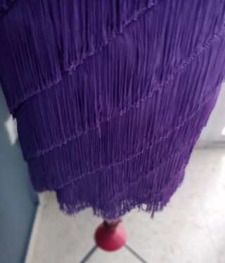 Vestido morado flecos fiesta Talla L