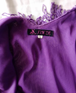 Vestido morado flecos fiesta Talla L