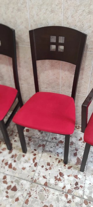 Juego de 6 Sillas Comedor Madera Rojas