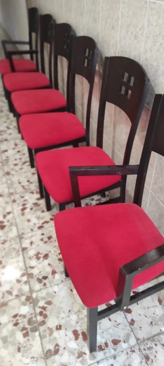 Juego de 6 Sillas Comedor Madera Rojas