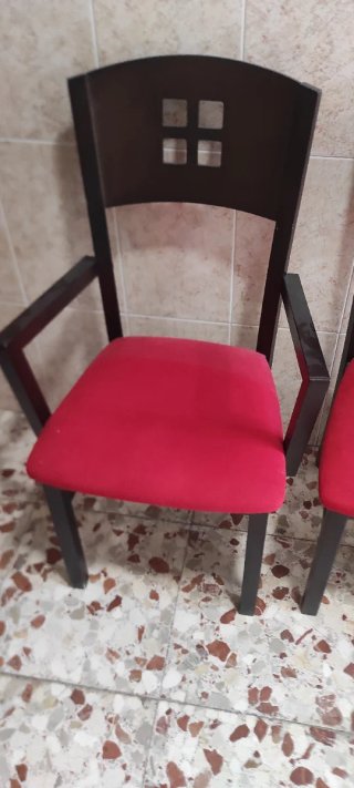Juego de 6 Sillas Comedor Madera Rojas