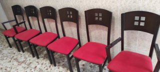 Juego de 6 Sillas Comedor Madera Rojas