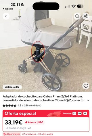 Carrito Cybex Priam Negro y Plata