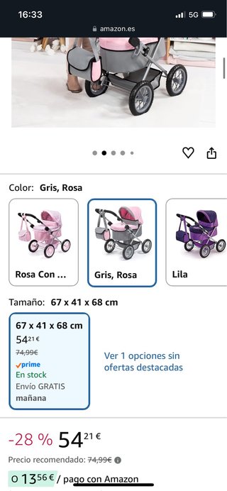 Cochecito Muñecas Bayer Rosa