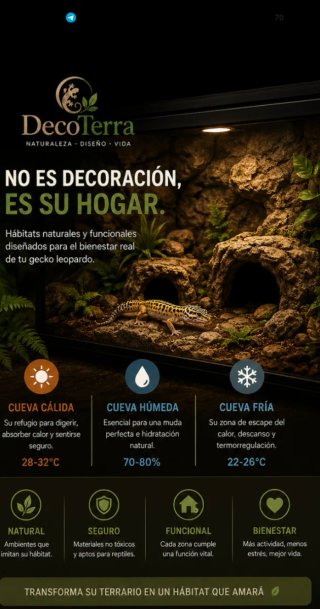 Cueva refugio artesanal  para reptiles talla P