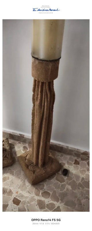 2 Columnas Portavelas Piedra Beige