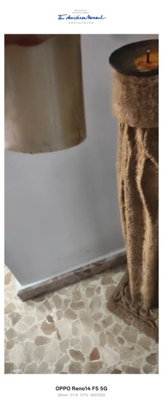 2 Columnas Portavelas Piedra Beige