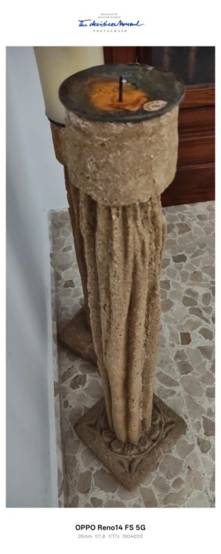 2 Columnas Portavelas Piedra Beige