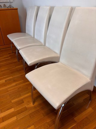 Juego de 4 Sillas Comedor Piel Sintética Blanca