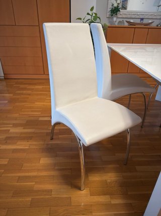 Juego de 4 Sillas Comedor Piel Sintética Blanca