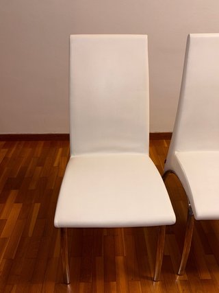 Juego de 4 Sillas Comedor Piel Sintética Blanca