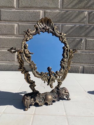 Specchio antico bronzo con angeli