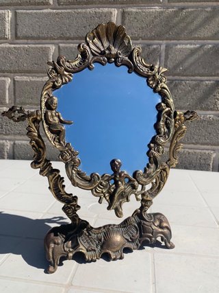 Specchio antico bronzo con angeli