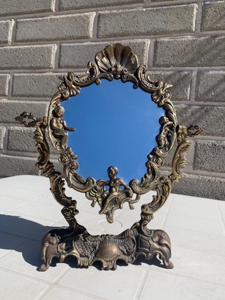 Specchio antico bronzo con angeli