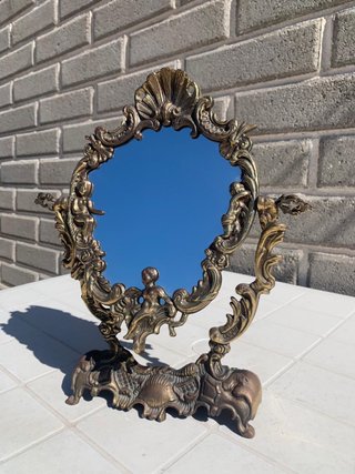Specchio antico bronzo con angeli