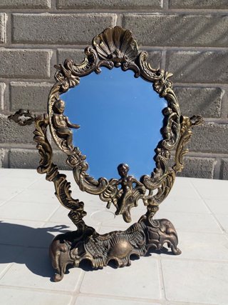 Specchio antico bronzo con angeli