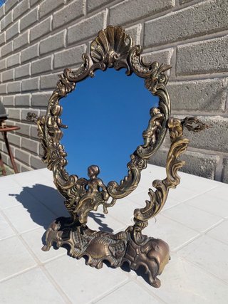 Specchio antico bronzo con angeli
