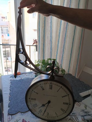 Reloj Pared Doble Esfera Estilo Estación Tren