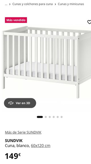 Cuna blanca Sundvik con colchón
