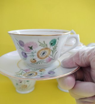 Juego de café Limoges porcelana floral