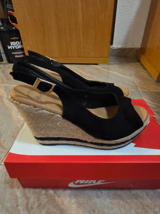 Sandalias cuña negras talla 38