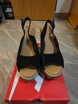 Sandalias cuña negras talla 38